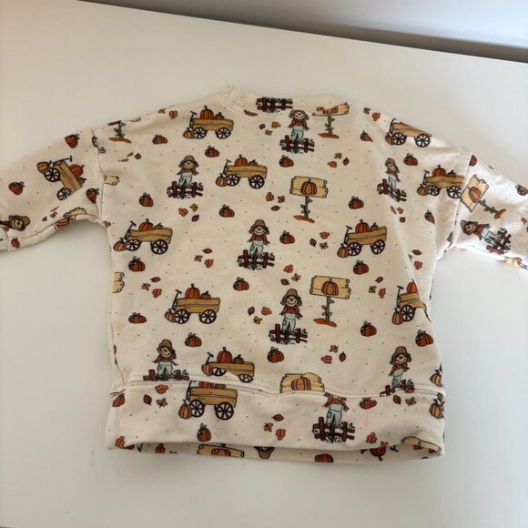 Dear Aspen Fall Long Sleeve Top Sweatshirt 9-12m Pumpkins Leaves Scarecrow - Picture 5 of 5